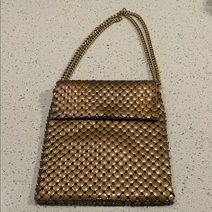 Vintage Gold Mesh Clutch with Chain Strap